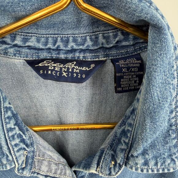 Eddie Bauer Women's Denim Button-Up Shirt - Size XL Tall - Picture 3 of 4